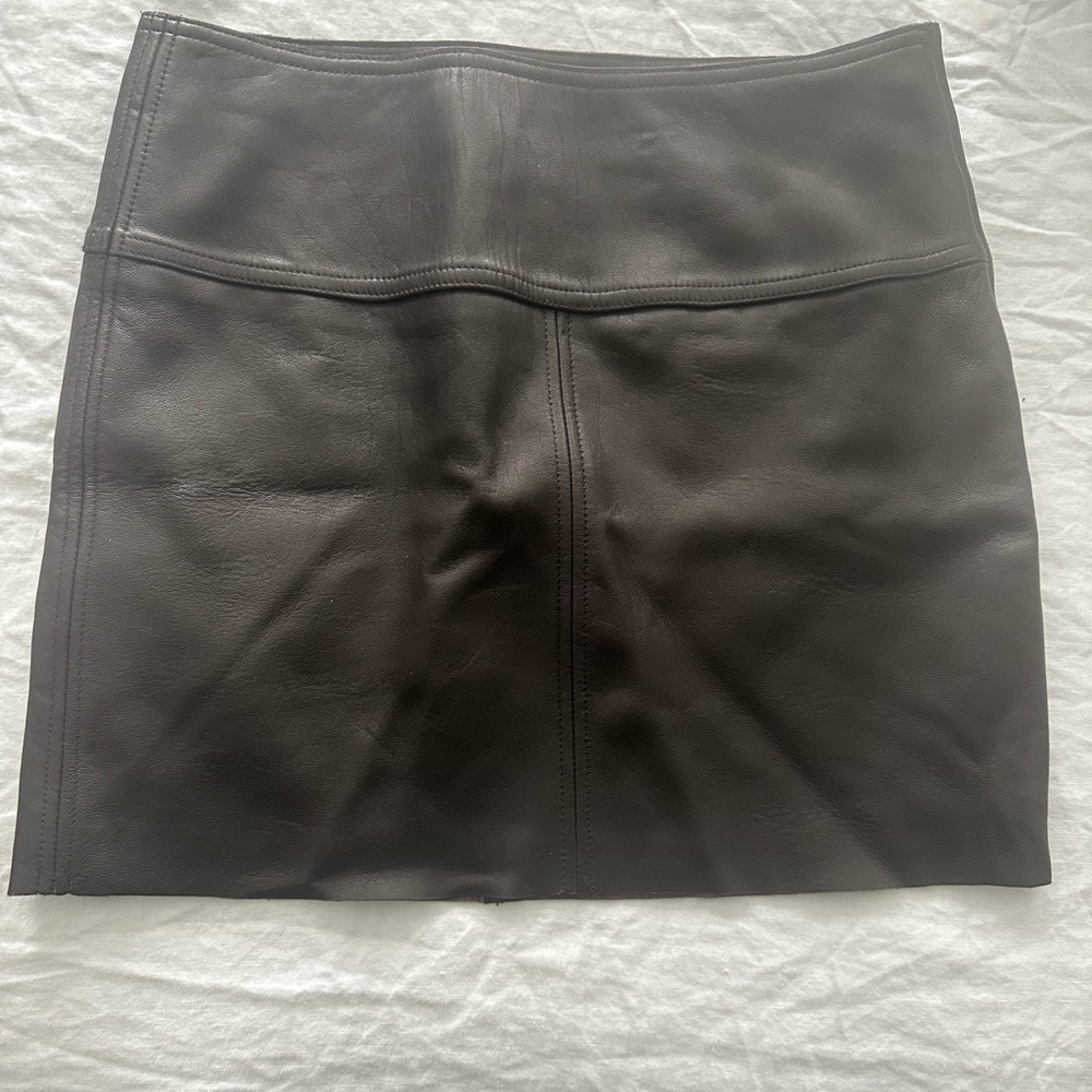 Vintage Ralph Lauren Brown Leather Mini Skirt 90s Holiday Size 4